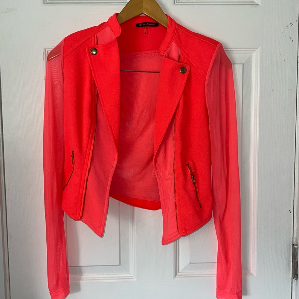 Neon pink biker jacket